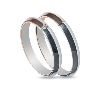 Βέρες Σετ Λευκόχρυσες Ροζ Χρυσές με Ζιργκόν MASCHIO FEMMINA SL41 - themelidisjewels